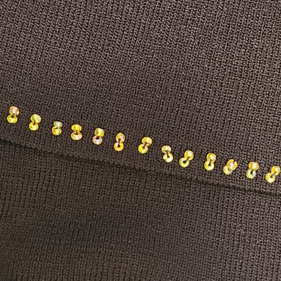 Prima Bella Embroidered Beaded V-neck Black Sweater, three-quarter sleeve sz M - Picture 13 of 13